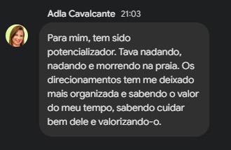 Depoimento 1 de aluna da Oficina