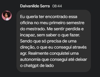Depoimento 5 de aluna da Oficina